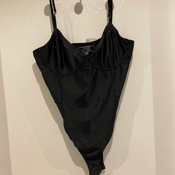 Black Silk Corset Bodysuit - Picture 1 of 2